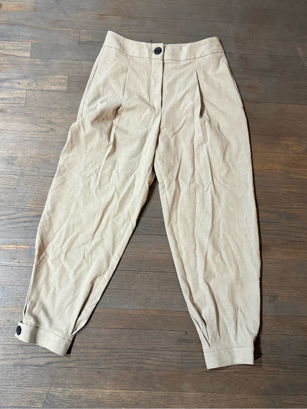 Zara Women's Pleated Tapered Chinos - Beige